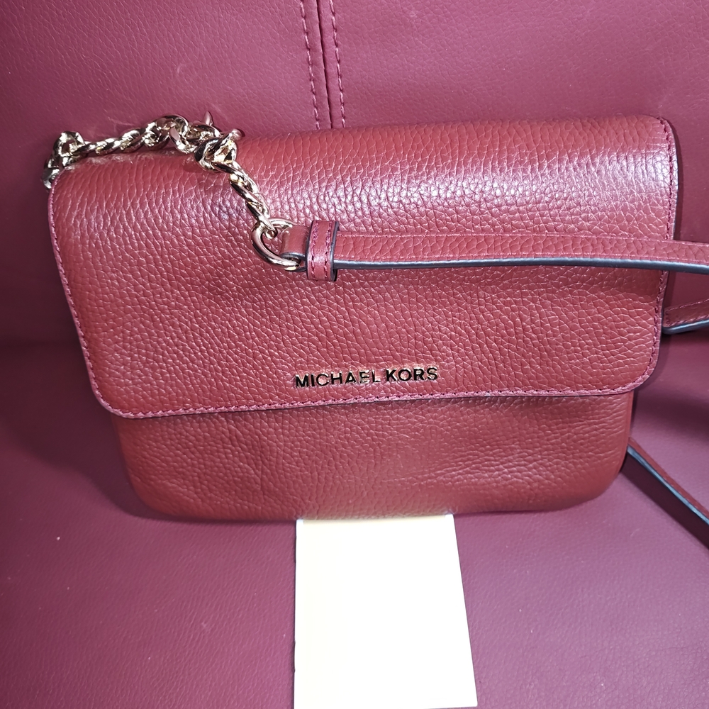 Michael Kors Red Leather Crossbody Bag